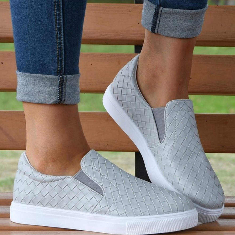 Light Gray Slip On Sneakers